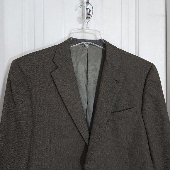 Burberry Mens Blazer Brown Wool Academia Suit Jacket USA Academia Vintage Sz 44L - Picture 3 of 14